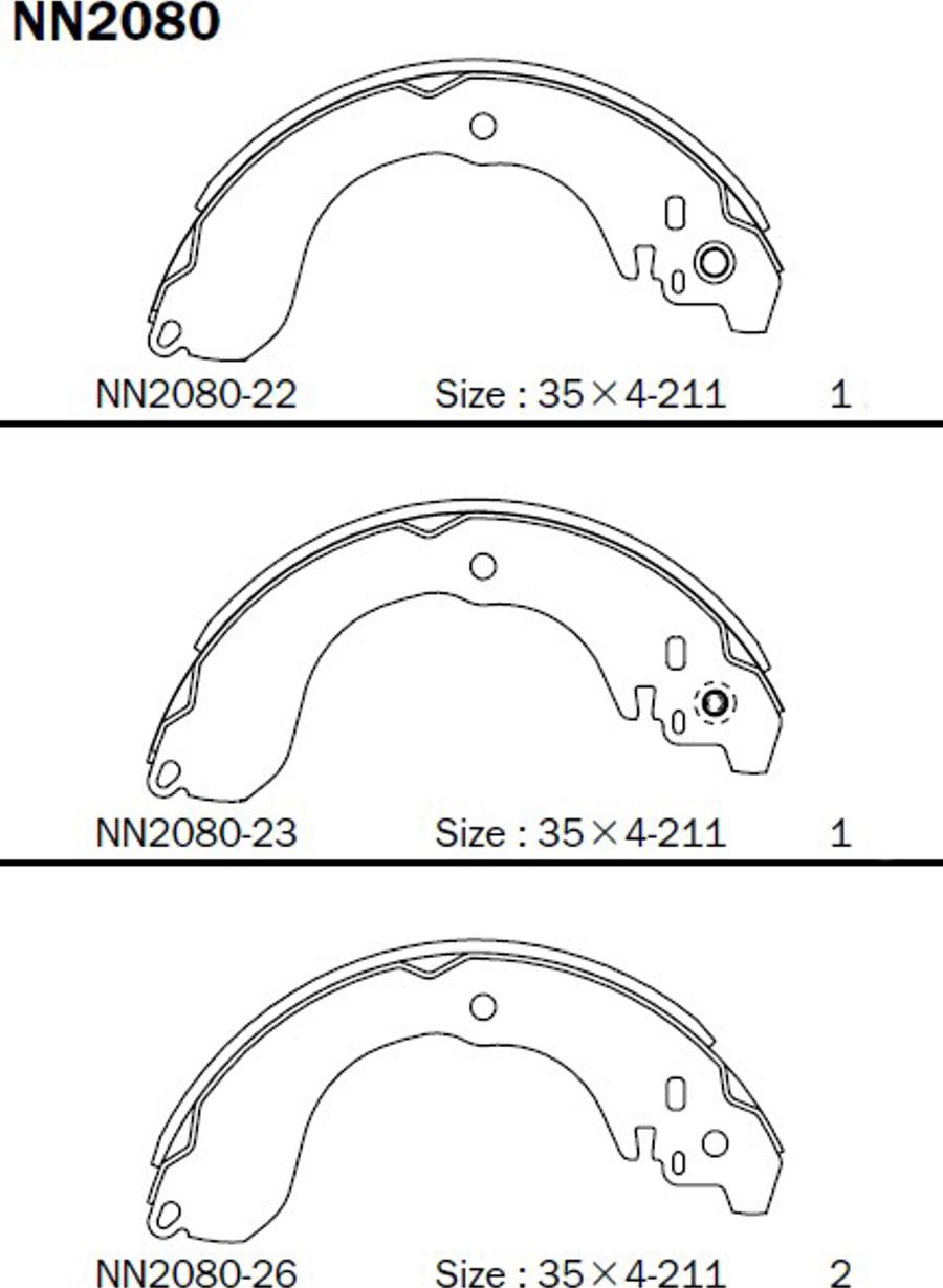 Akebono NN2080 - Kit ganasce freno autozon.pro