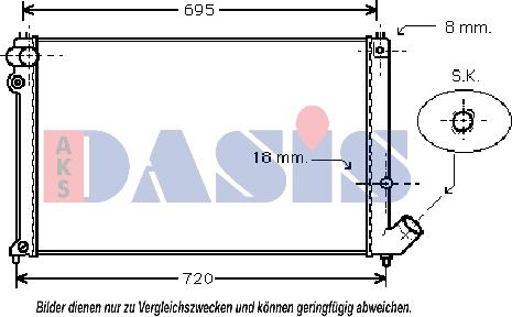 AKS Dasis 160005N - Radiatore, Raffreddamento motore autozon.pro