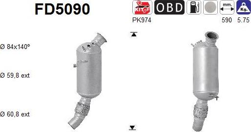 AS FD5090 - Filtro antiparticolato / particellare, Impianto gas scarico autozon.pro