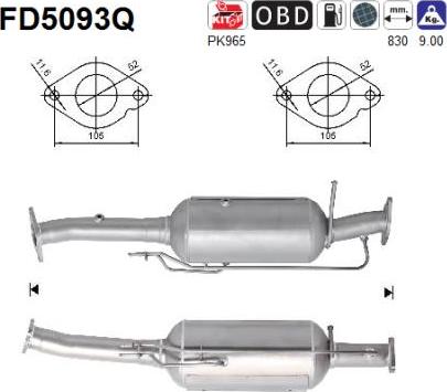 AS FD5093Q - Filtro antiparticolato / particellare, Impianto gas scarico autozon.pro