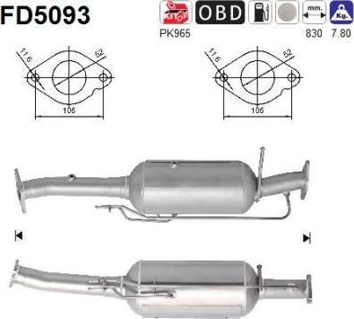 AS FD5093 - Filtro antiparticolato / particellare, Impianto gas scarico autozon.pro