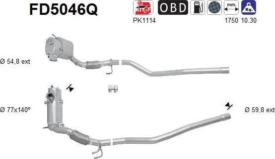 AS FD5046Q - Filtro antiparticolato / particellare, Impianto gas scarico autozon.pro