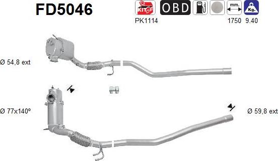 AS FD5046 - Filtro antiparticolato / particellare, Impianto gas scarico autozon.pro