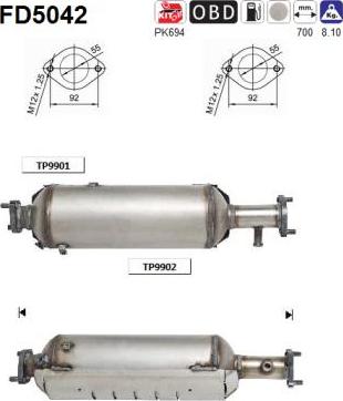 AS FD5042 - Filtro antiparticolato / particellare, Impianto gas scarico autozon.pro