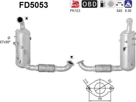 AS FD5053 - Filtro antiparticolato / particellare, Impianto gas scarico autozon.pro