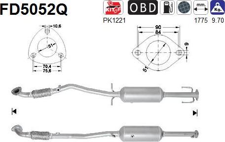 AS FD5052Q - Filtro antiparticolato / particellare, Impianto gas scarico autozon.pro