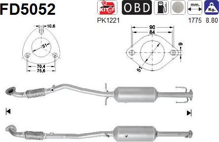 AS FD5052 - Filtro antiparticolato / particellare, Impianto gas scarico autozon.pro