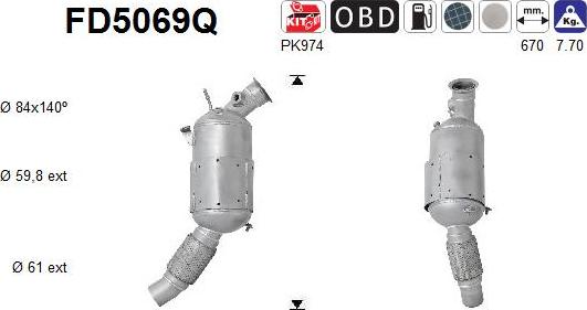 AS FD5069Q - Filtro antiparticolato / particellare, Impianto gas scarico autozon.pro