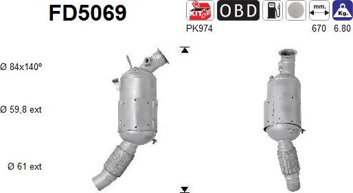 AS FD5069 - Filtro antiparticolato / particellare, Impianto gas scarico autozon.pro