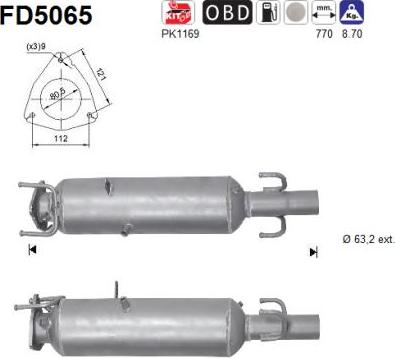 AS FD5065 - Filtro antiparticolato / particellare, Impianto gas scarico autozon.pro