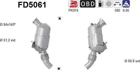 AS FD5061 - Filtro antiparticolato / particellare, Impianto gas scarico autozon.pro