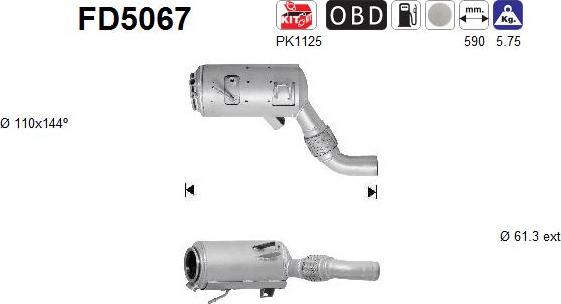 AS FD5067 - Filtro antiparticolato / particellare, Impianto gas scarico autozon.pro