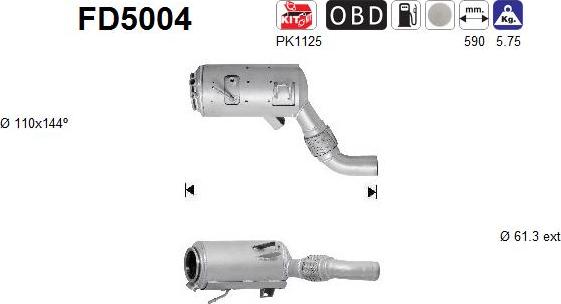 AS FD5004 - Filtro antiparticolato / particellare, Impianto gas scarico autozon.pro