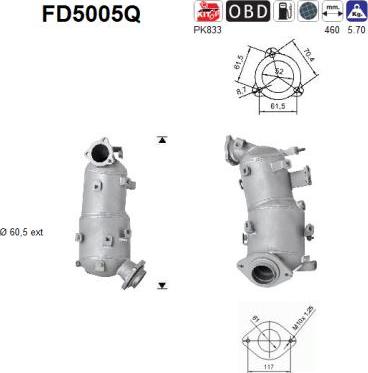 AS FD5005Q - Filtro antiparticolato / particellare, Impianto gas scarico autozon.pro