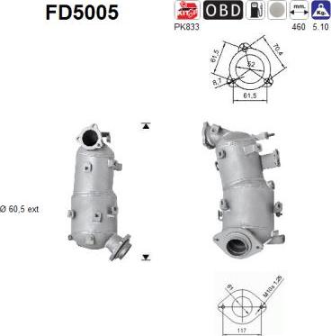 AS FD5005 - Filtro antiparticolato / particellare, Impianto gas scarico autozon.pro