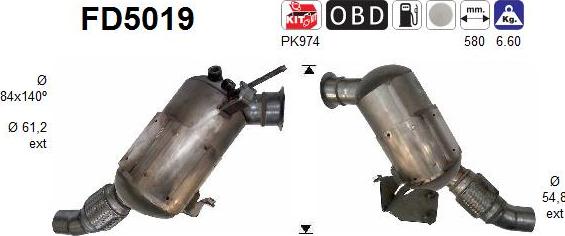 AS FD5019 - Filtro antiparticolato / particellare, Impianto gas scarico autozon.pro