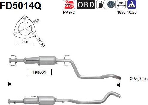 AS FD5014Q - Filtro antiparticolato / particellare, Impianto gas scarico autozon.pro