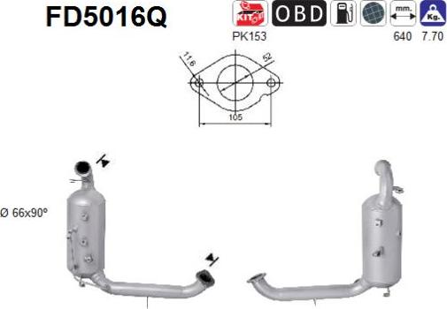 AS FD5016Q - Filtro antiparticolato / particellare, Impianto gas scarico autozon.pro