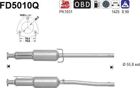 AS FD5010Q - Filtro antiparticolato / particellare, Impianto gas scarico autozon.pro