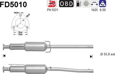 AS FD5010 - Filtro antiparticolato / particellare, Impianto gas scarico autozon.pro