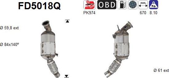 AS FD5018Q - Filtro antiparticolato / particellare, Impianto gas scarico autozon.pro