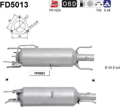 AS FD5013 - Filtro antiparticolato / particellare, Impianto gas scarico autozon.pro