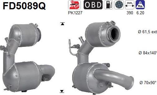 AS FD5089Q - Filtro antiparticolato / particellare, Impianto gas scarico autozon.pro