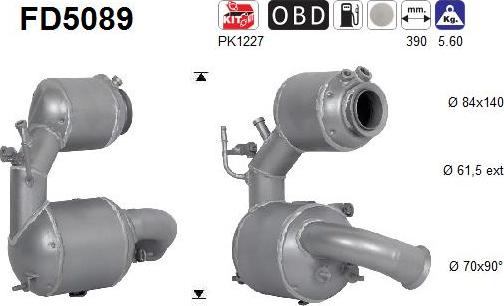 AS FD5089 - Filtro antiparticolato / particellare, Impianto gas scarico autozon.pro