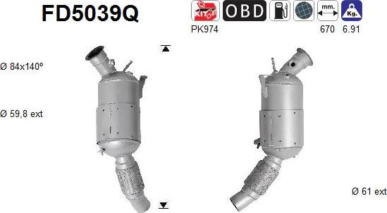 AS FD5039Q - Filtro antiparticolato / particellare, Impianto gas scarico autozon.pro