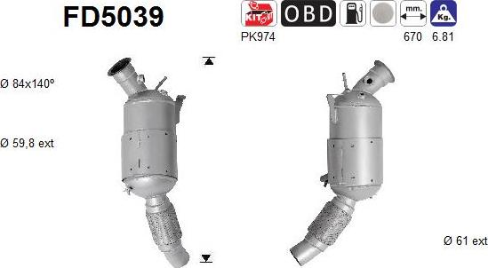 AS FD5039 - Filtro antiparticolato / particellare, Impianto gas scarico autozon.pro