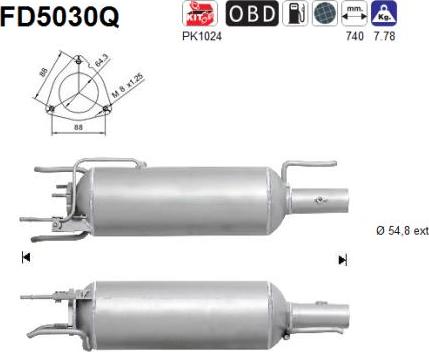 AS FD5030Q - Filtro antiparticolato / particellare, Impianto gas scarico autozon.pro