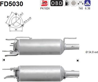 AS FD5030 - Filtro antiparticolato / particellare, Impianto gas scarico autozon.pro