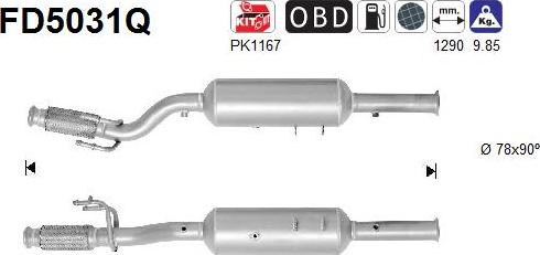 AS FD5031Q - Filtro antiparticolato / particellare, Impianto gas scarico autozon.pro