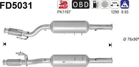 AS FD5031 - Filtro antiparticolato / particellare, Impianto gas scarico autozon.pro