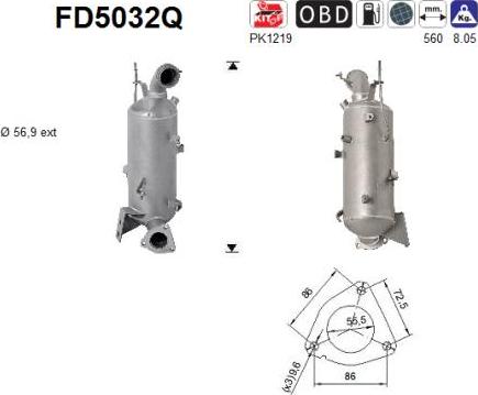 AS FD5032Q - Filtro antiparticolato / particellare, Impianto gas scarico autozon.pro