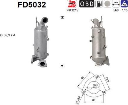 AS FD5032 - Filtro antiparticolato / particellare, Impianto gas scarico autozon.pro