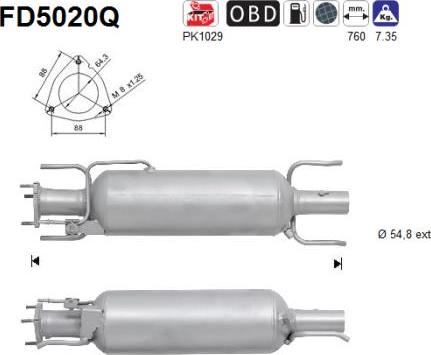 AS FD5020Q - Filtro antiparticolato / particellare, Impianto gas scarico autozon.pro