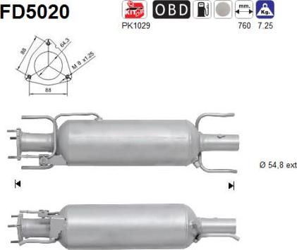 AS FD5020 - Filtro antiparticolato / particellare, Impianto gas scarico autozon.pro