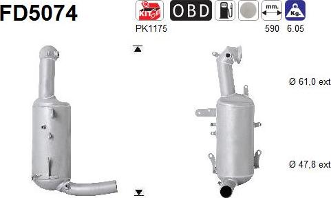 AS FD5074 - Filtro antiparticolato / particellare, Impianto gas scarico autozon.pro