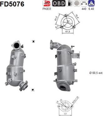 AS FD5076 - Filtro antiparticolato / particellare, Impianto gas scarico autozon.pro