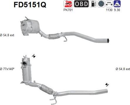 AS FD5151Q - Filtro antiparticolato / particellare, Impianto gas scarico autozon.pro