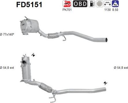 AS FD5151 - Filtro antiparticolato / particellare, Impianto gas scarico autozon.pro