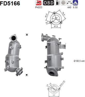 AS FD5166 - Filtro antiparticolato / particellare, Impianto gas scarico autozon.pro