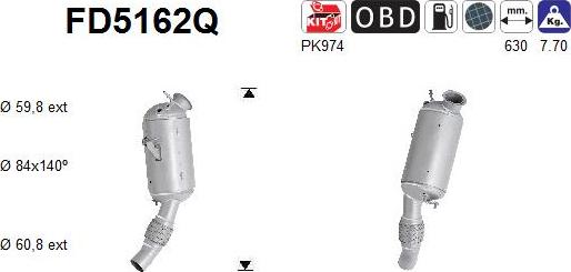 AS FD5162Q - Filtro antiparticolato / particellare, Impianto gas scarico autozon.pro