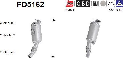 AS FD5162 - Filtro antiparticolato / particellare, Impianto gas scarico autozon.pro