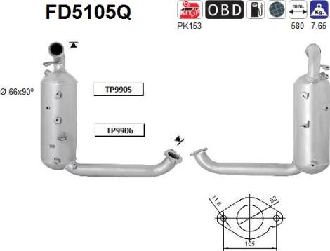 AS FD5105Q - Filtro antiparticolato / particellare, Impianto gas scarico autozon.pro