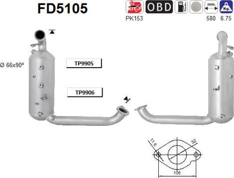 AS FD5105 - Filtro antiparticolato / particellare, Impianto gas scarico autozon.pro