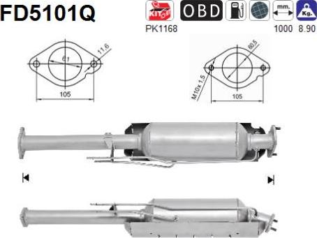 AS FD5101Q - Filtro antiparticolato / particellare, Impianto gas scarico autozon.pro