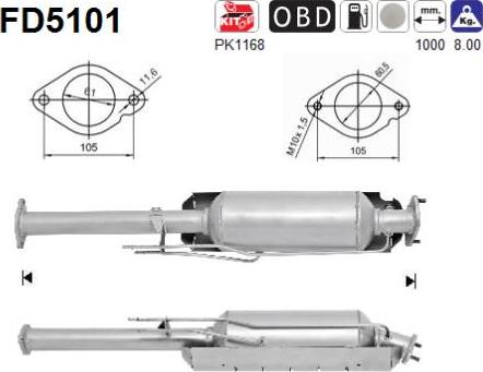 AS FD5101 - Filtro antiparticolato / particellare, Impianto gas scarico autozon.pro