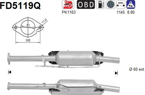 AS FD5119Q - Filtro antiparticolato / particellare, Impianto gas scarico autozon.pro